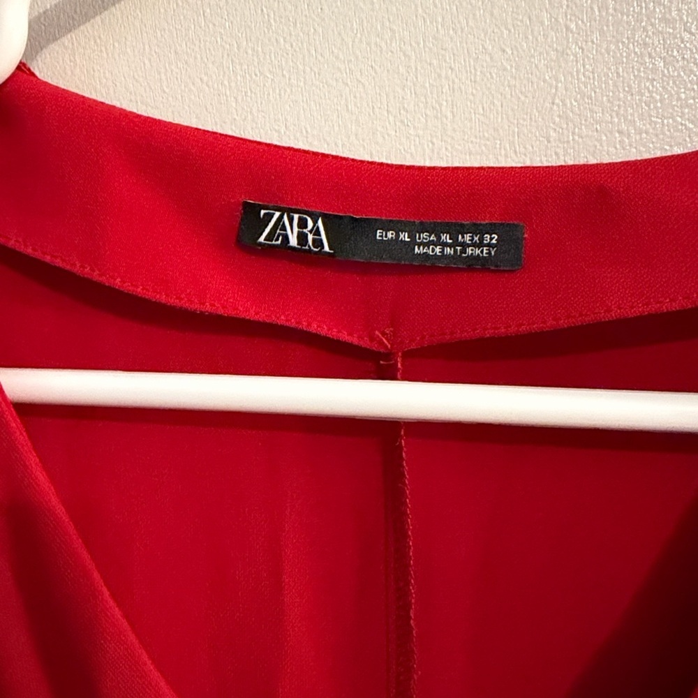 Zara Red Mini Dress with Ruffle Details XL - Picture 3 of 3